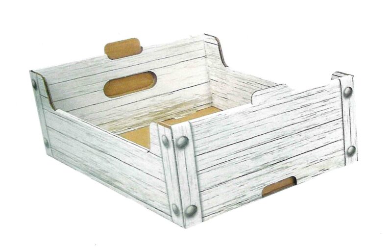 Cesta vintage wood bianco art.v012